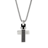 Stainless Steel Small Cross w/Checker Board Center on 20 Chain